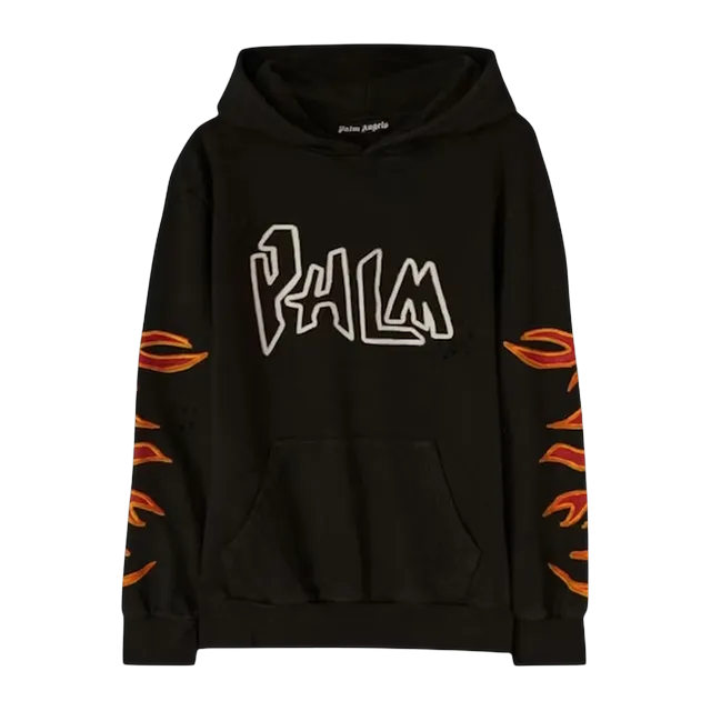 Palm Angels Graffiti Flame Black — Authentic Hoodies & Sweats at CLZTURE