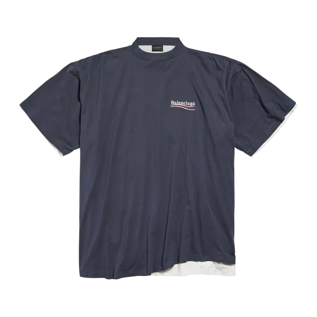 Balenciaga T-Shirt Double Political Campaign Blue — Authentic T-Shirts at CLZTURE