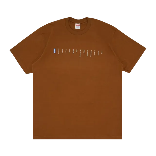 Supreme Location T-Shirt Light Brown — Authentic Supreme in stock at CLZTURE