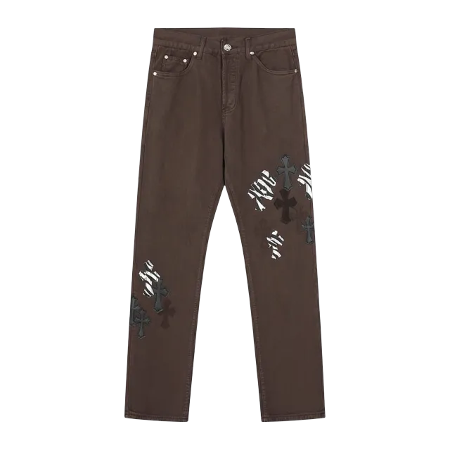 Chrome Hearts Cross Patch Jeans Brown — Authentic Chrome Hearts in stock at CLZTURE
