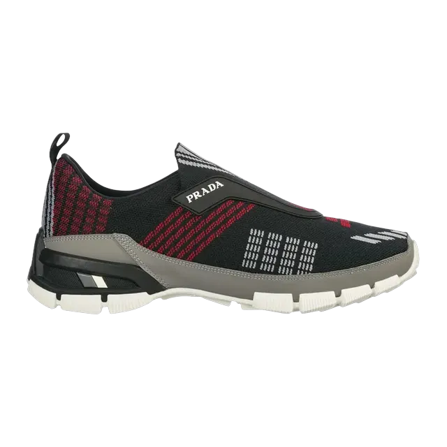 Prada Crossection Knit Low Black Red — Authentic Shoes & Footwear at CLZTURE