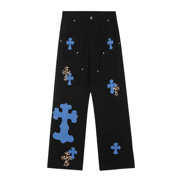 Chrome Hearts Cross Patch Jeans Blue Leopard — Authentic Chrome Hearts in stock at CLZTURE