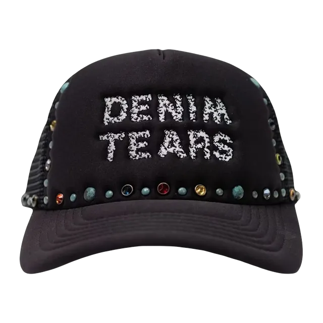 Denim Tears Rhinestone Wreath Trucker Hat Black — Authentic Accessories at CLZTURE