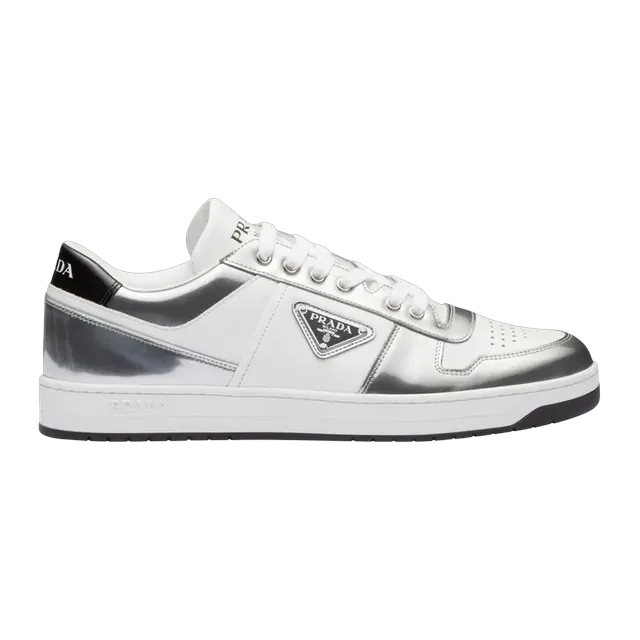 Prada Downtown Leather Silver White — Authentic Shoes & Footwear at CLZTURE