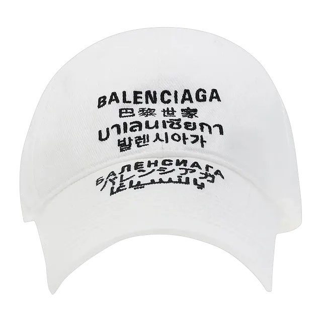 Balenciaga Languages Baseball Cap White/Black — Authentic Accessories at CLZTURE