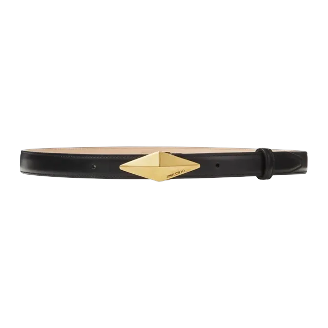 Jimmy Choo Diamond Clasp Belt Black — Authentic Accessories at CLZTURE