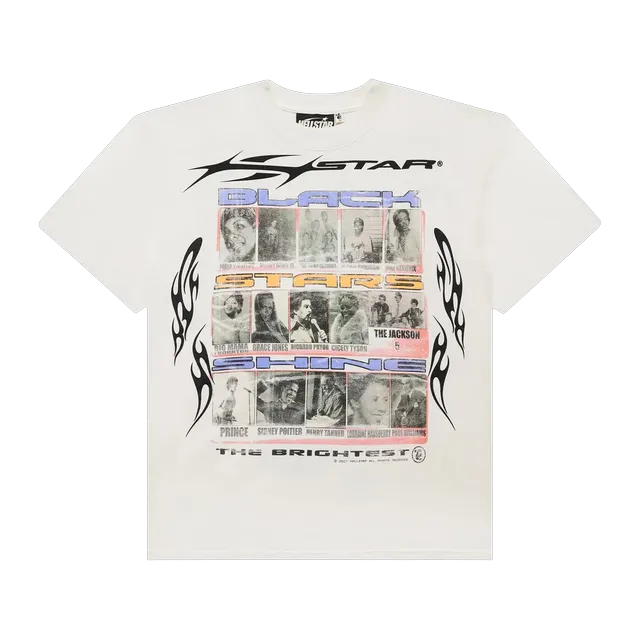 Hellstar Black Stars T-Shirt White — Authentic Hellstar in stock at CLZTURE