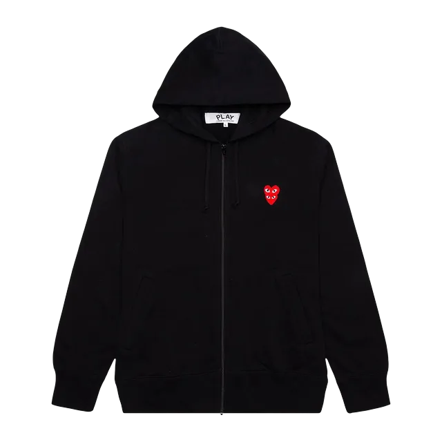 Comme des Garçons Play Stacked Heart Hooded Sweatshirt Black — Authentic Hoodies & Sweats at CLZTURE