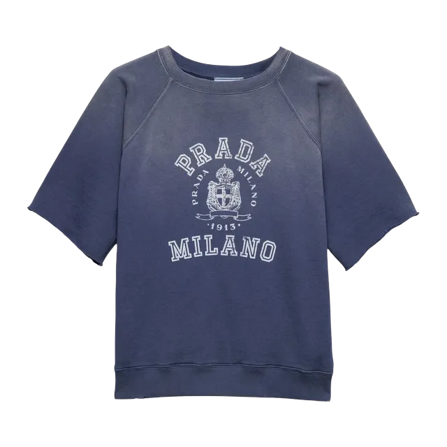 Prada Cotton Fleece T-Shirt Blue — Authentic T-Shirts at CLZTURE