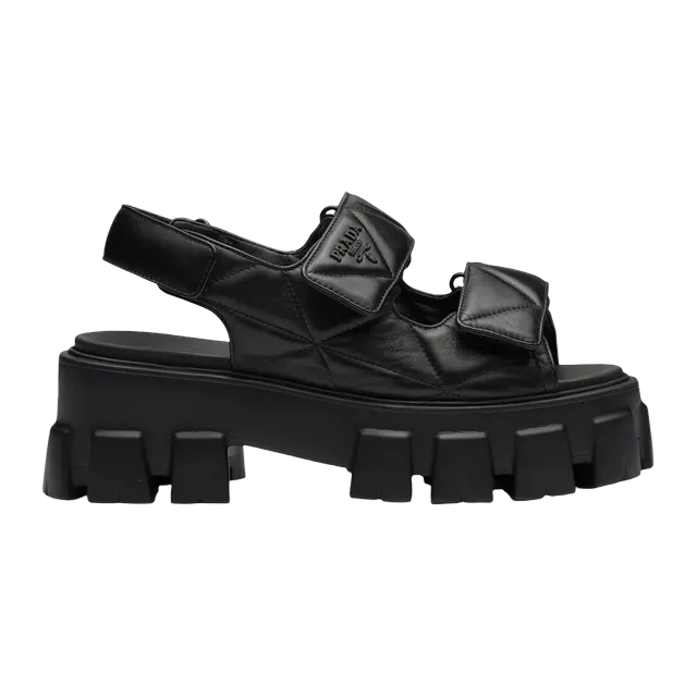 Prada Monolith Nappa Leather Sandals Black — Authentic Shoes & Footwear at CLZTURE