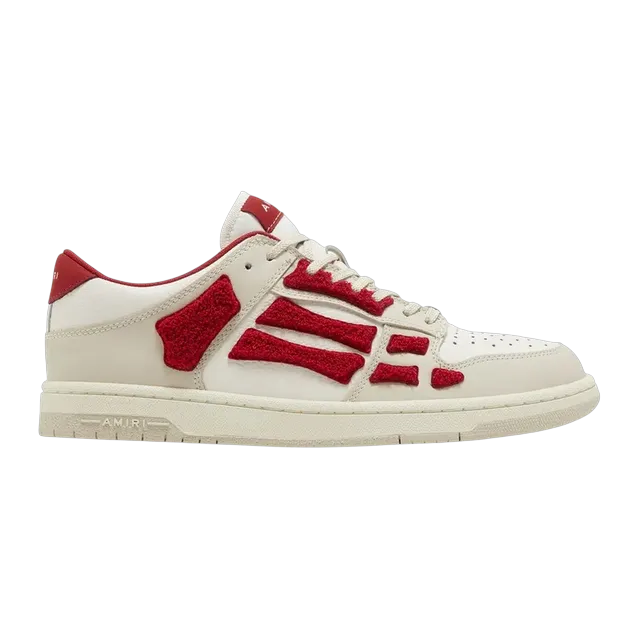 Amiri Skel Top Low White Red Chenille — Authentic Shoes & Footwear at CLZTURE
