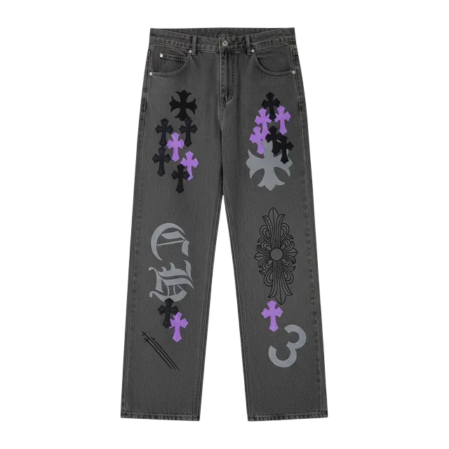 Chrome Hearts Cross Patch Jeans Purple Black — Authentic Chrome Hearts in stock at CLZTURE