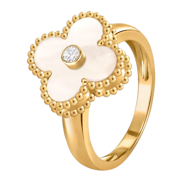 Van Cleef & Arpels Vintage Alhambra Diamant Nacre Gold — Authentic Rings at CLZTURE