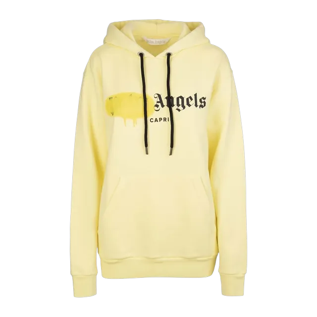 Palm Angels Capri Sprayed Logo Hoodie Yellow — Authentic Palm Angels in stock at CLZTURE