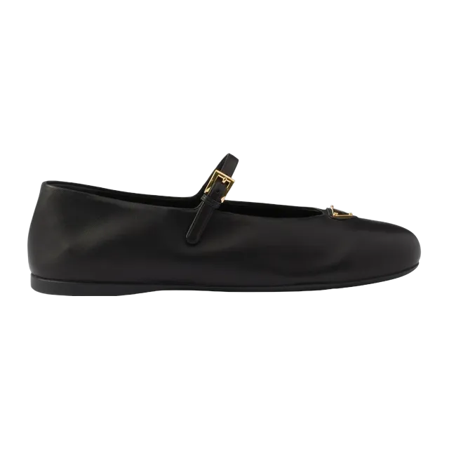Prada Nappa Leather Ballerinas Black — Authentic Loafers & Flats at CLZTURE