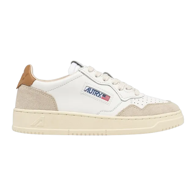 Autry Medalist Low White Brown Sugar — Authentic Shoes & Footwear at CLZTURE