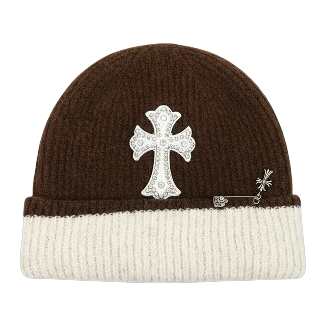 Chrome Hearts Beanie Logo Brown White — Authentic Accessories at CLZTURE