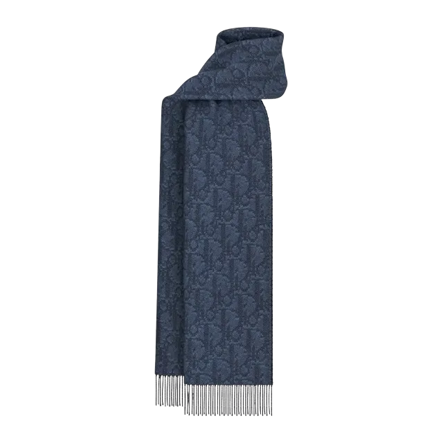 Scarf Double Face Dior Oblique Blue — Authentic Accessories at CLZTURE