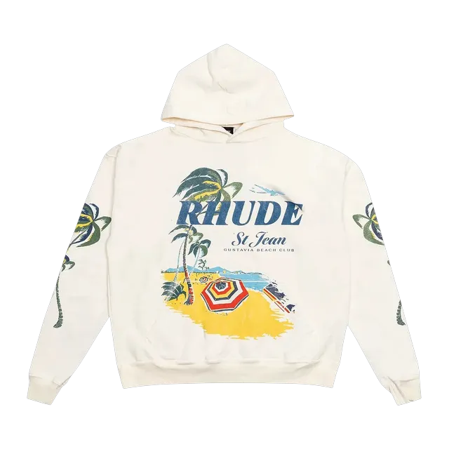 Rhude Beach Club Hoodie Vintage White — Authentic Hoodies & Sweats at CLZTURE