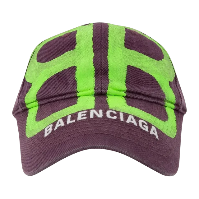 Balenciaga Bb Sprayed Cap Grape/Fluo Green — Authentic Balenciaga in stock at CLZTURE