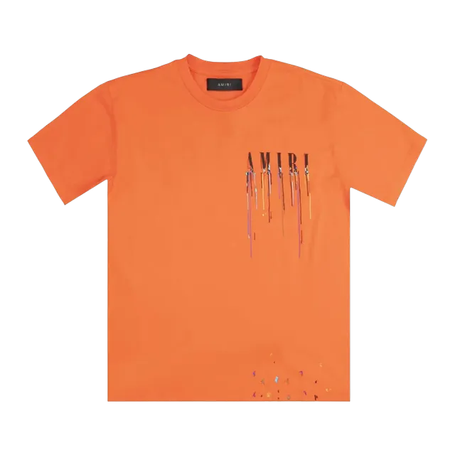 Amiri Paint Drip Core Logo T-Shirt Orange/Black — Authentic T-Shirts at CLZTURE