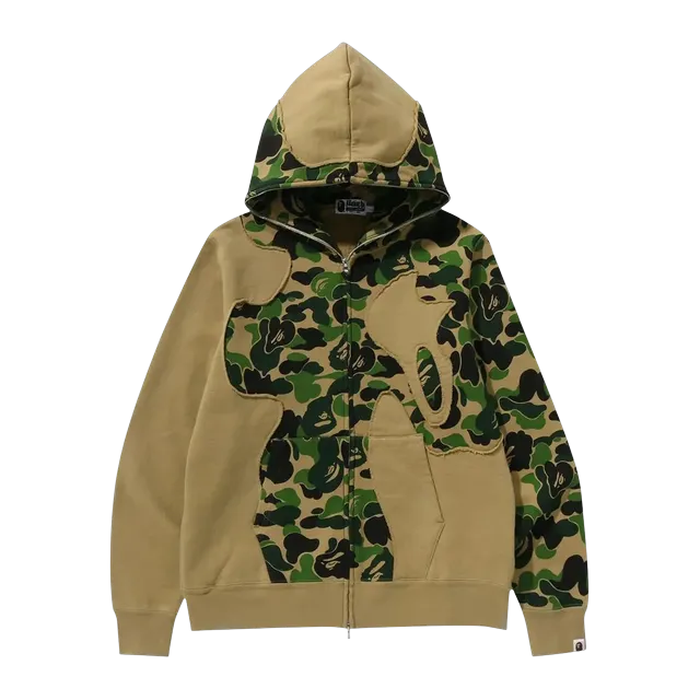 BAPE Abc Camo Patchwork Full Zip Hoodie Green — Authentic Hoodies & Sweats at CLZTURE