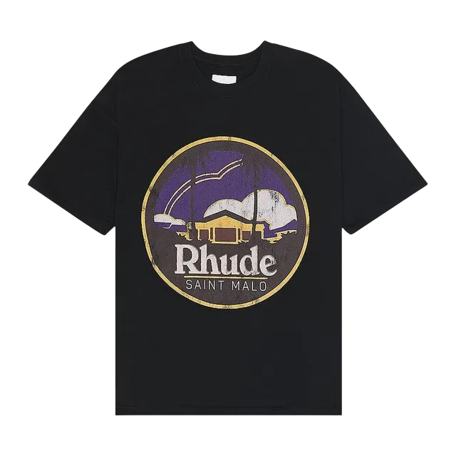 Rhude Saint Malo T-Shirt Vintage Black — Authentic T-Shirts at CLZTURE