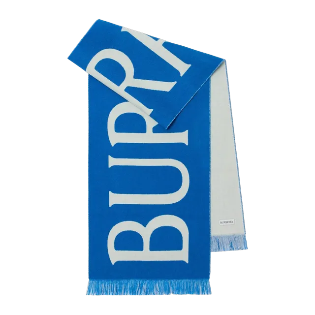 Burberry Scarf Wool à Logo Blue — Authentic Accessories at CLZTURE