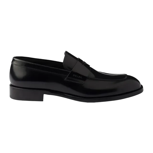 Prada Brushed Leather Loafers Black — Authentic Prada in stock at CLZTURE