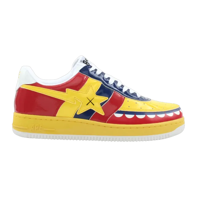 BAPE Kaws x Bapesta Fs-029 Low Chompers – Yellow Red — Authentic Shoes & Footwear at CLZTURE
