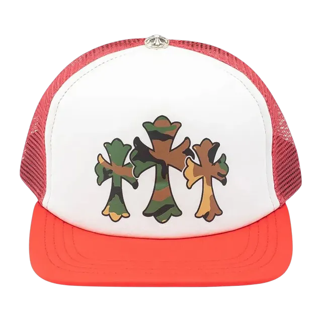 Chrome Hearts Triple Cross Trucker Hat Red/White — Authentic Chrome Hearts in stock at CLZTURE