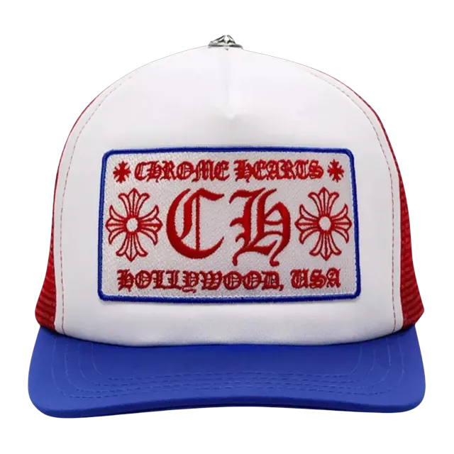 Chrome Hearts Hollywood Usa Trucker Hat Blue/White/Red — Authentic Chrome Hearts in stock at CLZTURE