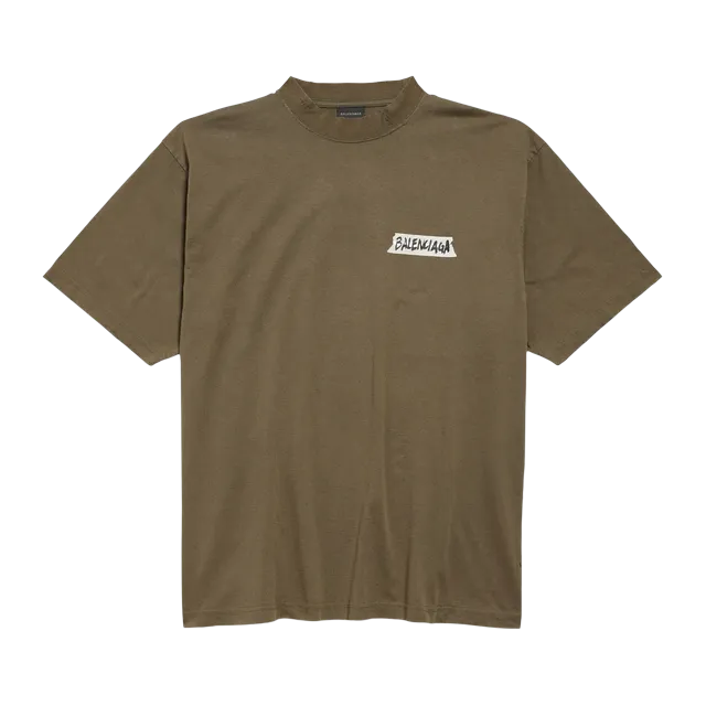 Balenciaga T-Shirt Masking Tape Brown — Authentic Balenciaga in stock at CLZTURE