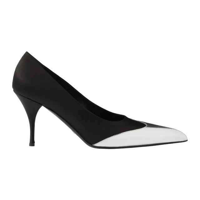 Prada Satin And Metallic Leather Pumps 85Mm Black — Authentic Shoes & Footwear at CLZTURE