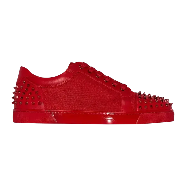 Christian Louboutin Seavaste Spiked Leather Low Red — Authentic Shoes & Footwear at CLZTURE