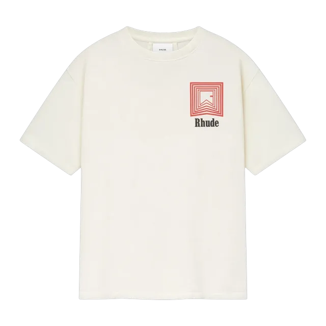 Rhude Chevron Logo Repeat T-Shirt White — Authentic Rhude in stock at CLZTURE