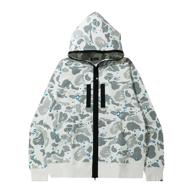 BAPE Relaxed Space Camo Full Zip Hoodie White — Authentic Hoodies & Sweats at CLZTURE