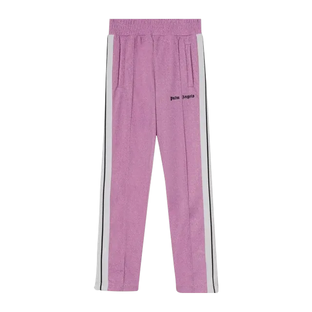 Palm Angels Glitter Pants Pink/White — Authentic Pants & Trousers at CLZTURE