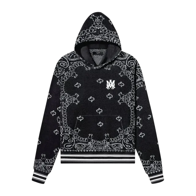 Amiri Bandana B-Ball Hoodie Black/Grey — Authentic Hoodies & Sweats at CLZTURE