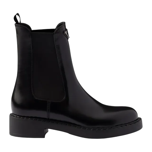 Prada Chocolate Brushed Leather Chelsea Black — Authentic Boots at CLZTURE