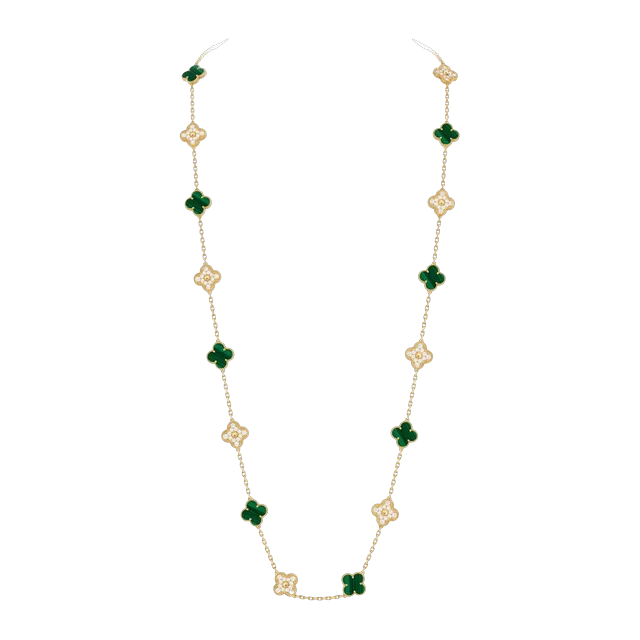 Van Cleef & Arpels Vintage Alhambra 20 Motifs Malachite Gold — Authentic Jewelry at CLZTURE