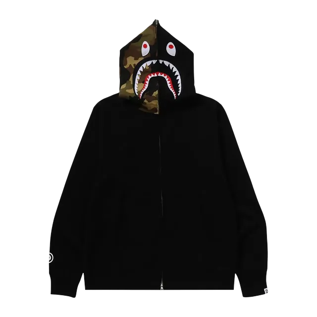 BAPE 1St Shark Full Zip Hoodie Black — Authentic Bape in stock at CLZTURE