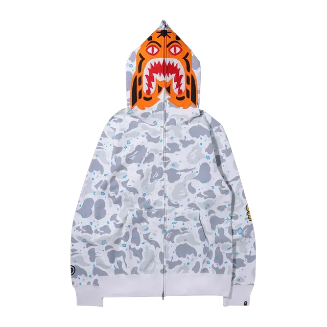 BAPE Space Camo Tiger Full Zip Hoodie White — Authentic Hoodies & Sweats at CLZTURE