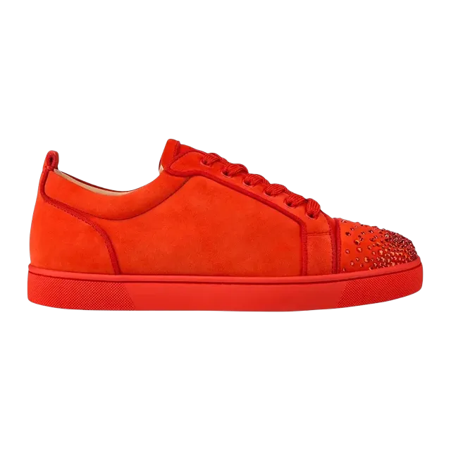 Christian Louboutin Louis Junior New Degra Flat Low Swarovski Red — Authentic Shoes & Footwear at CLZTURE