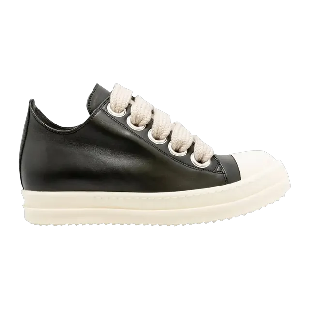 Rick Owens Strobe Leather Megalace Low Black Milk — Authentic Shoes & Footwear at CLZTURE