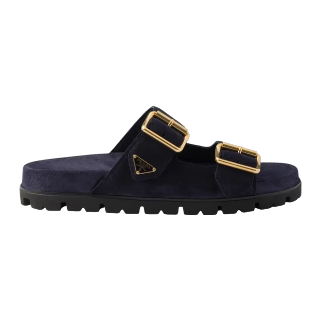Prada Suede Strap Slides Purple — Authentic Shoes & Footwear at CLZTURE