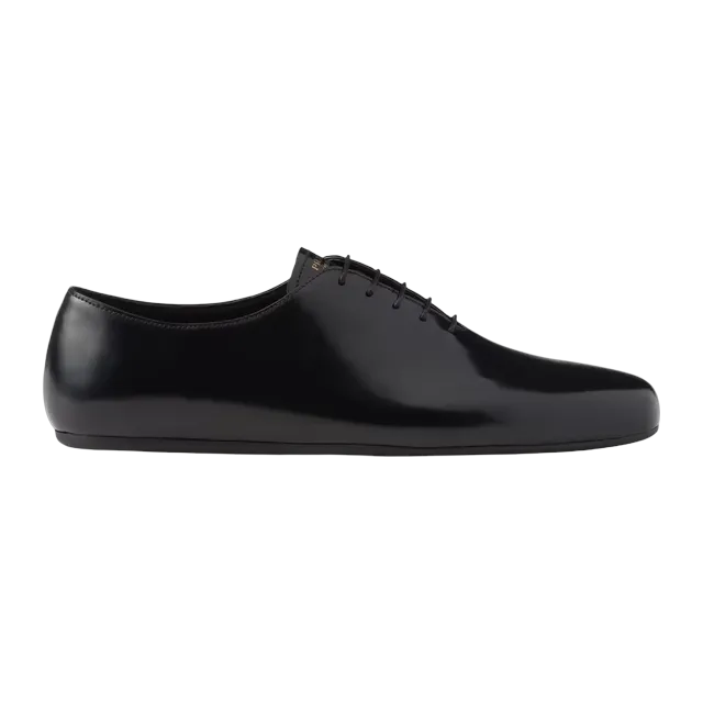 Prada Brushed Leather Lace-Ups Black — Authentic Shoes & Footwear at CLZTURE
