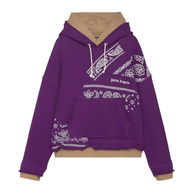 Palm Angels Bandana Print Hoodie Light Grey — Authentic at CLZTURE
