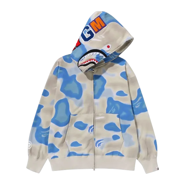 BAPE Liquid Camo Shark Relaxed Fit Full Zip Hoodie Blue — Authentic Hoodies & Sweats at CLZTURE