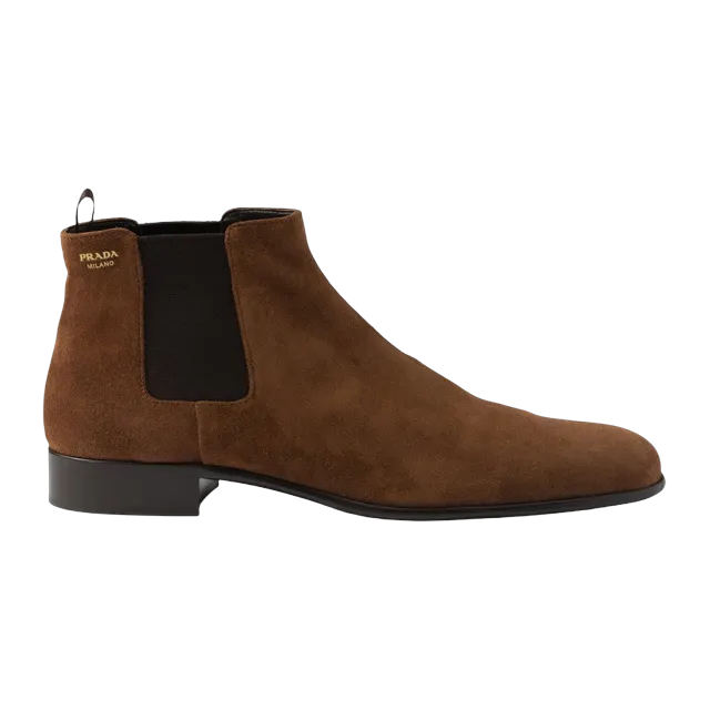 Prada Suede Booties Brown — Authentic Prada in stock at CLZTURE